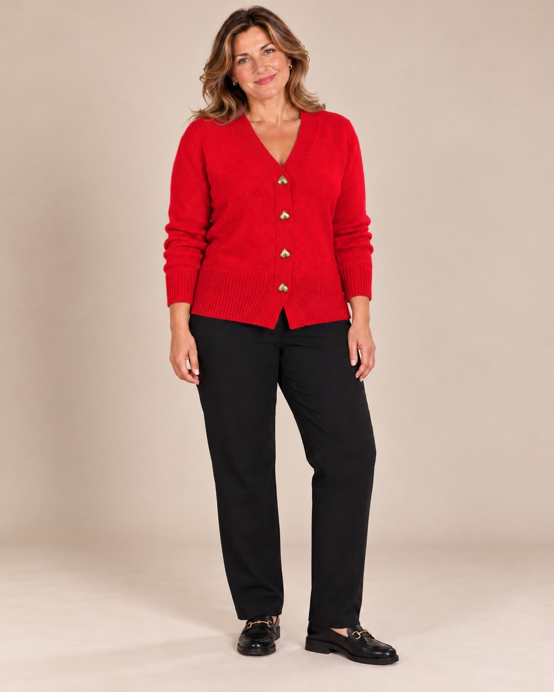 Cardigan en laine à boutons cœur — Rouge
