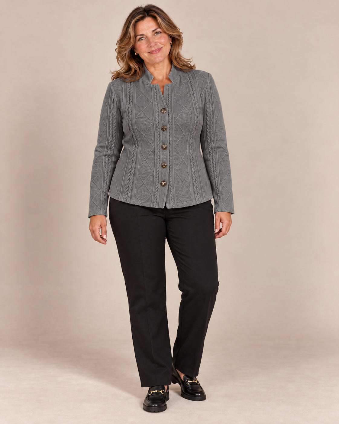 Blazer texturé à col montant — Anthracite