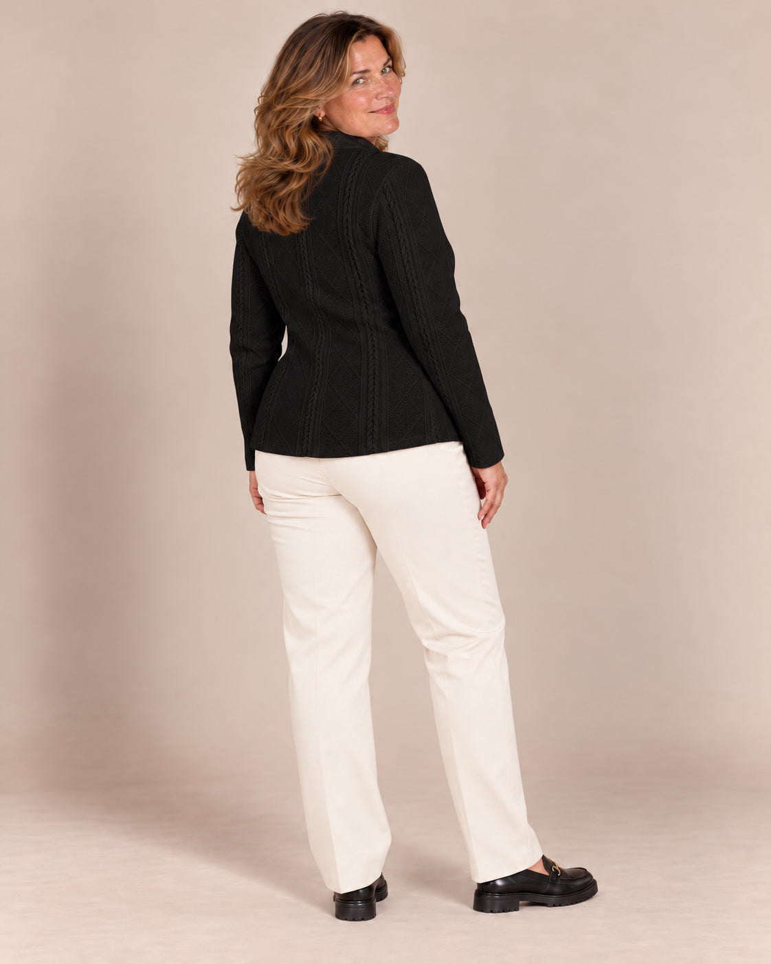 Blazer texturé à col montant — Noir, de dos