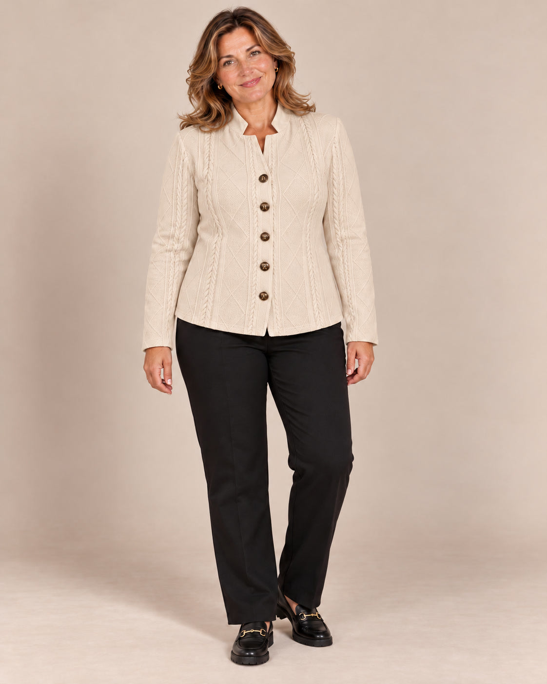 Blazer texturé à col montant — Sable