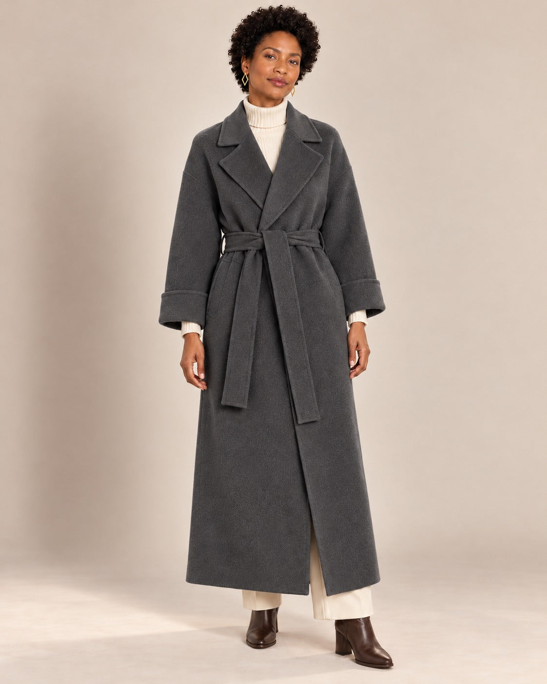 Manteau long ceinturé — Anthracite