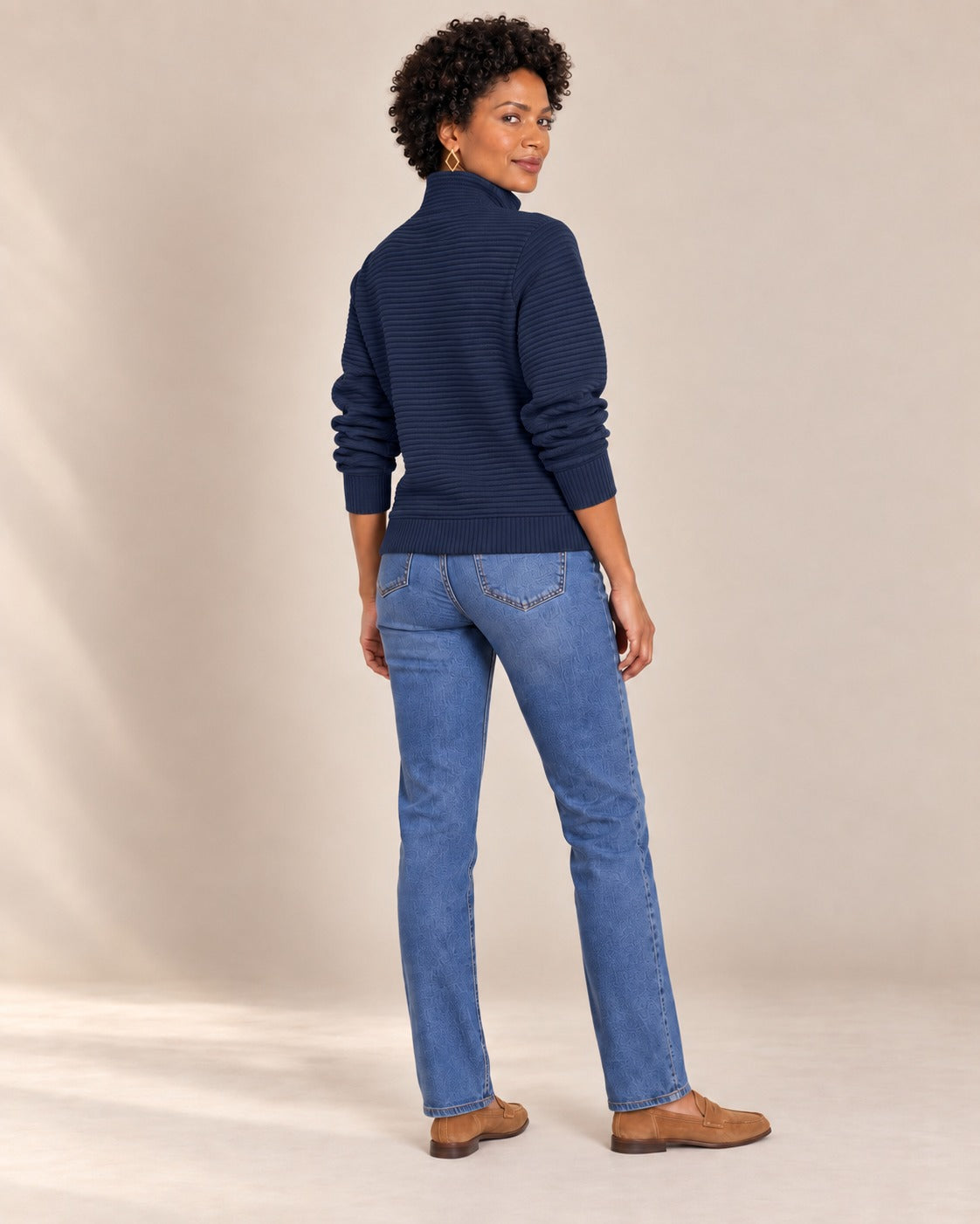 Pull demi-zip — Bleu nuit, de dos