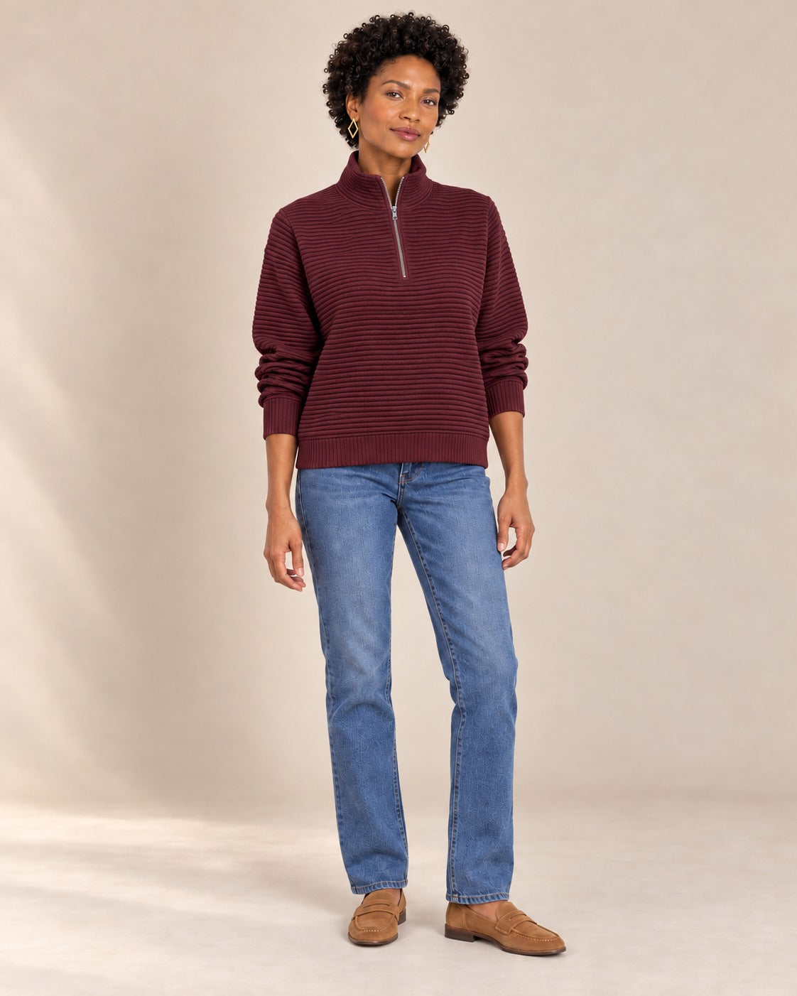 Pull demi-zip — Bordeaux