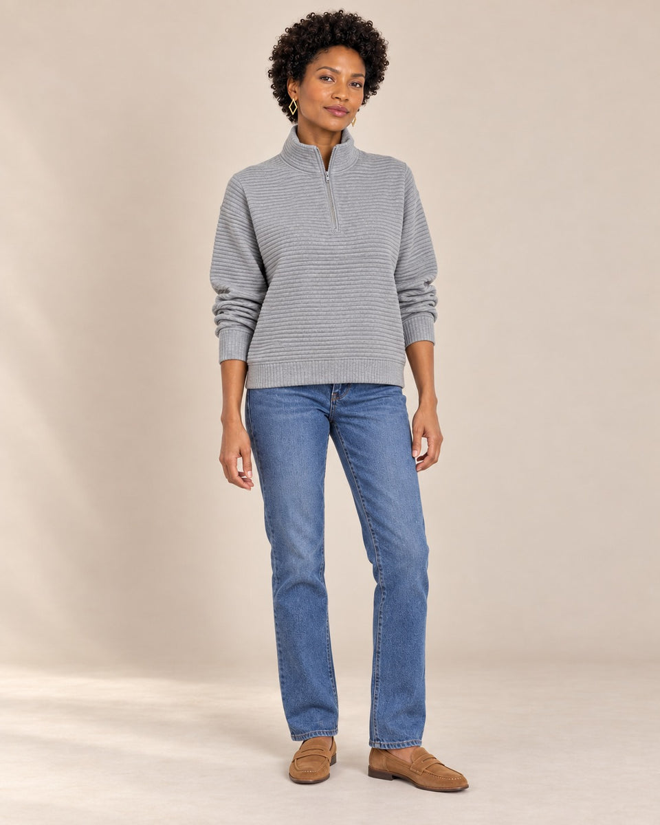 Pull demi-zip — Gris chiné
