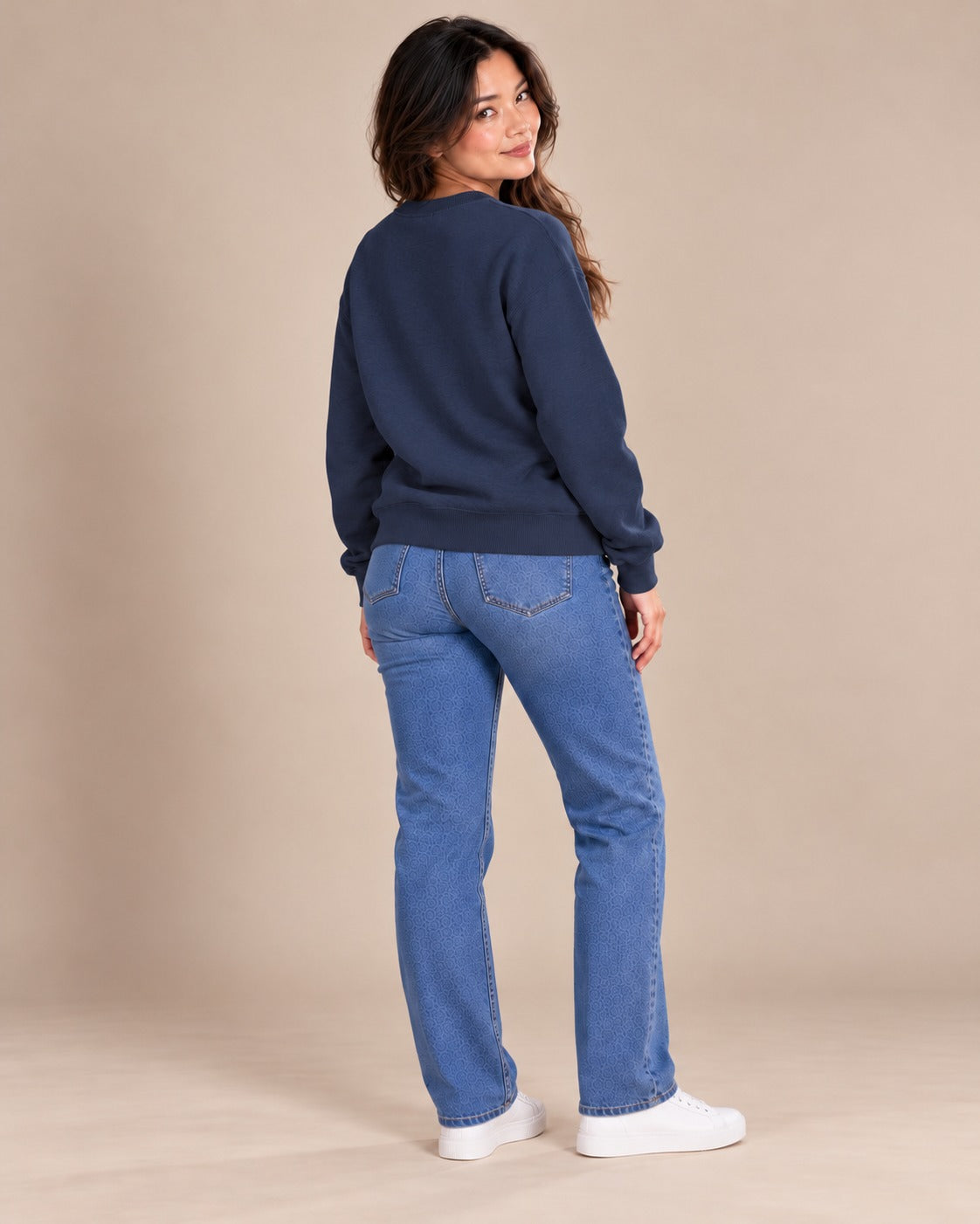Sweat col rond — Bleu nuit, de dos