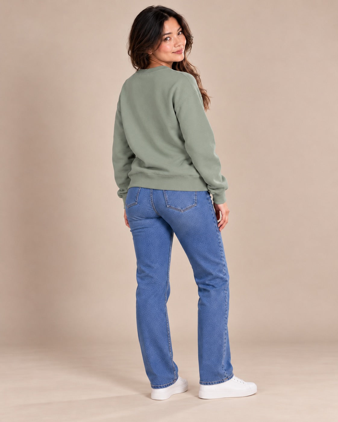 Sweat col rond — Sauge, de dos