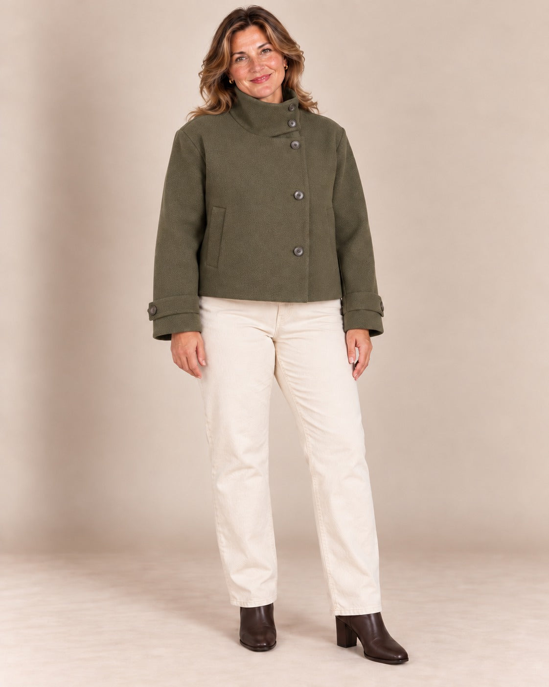 Veste courte à col montant — Kaki