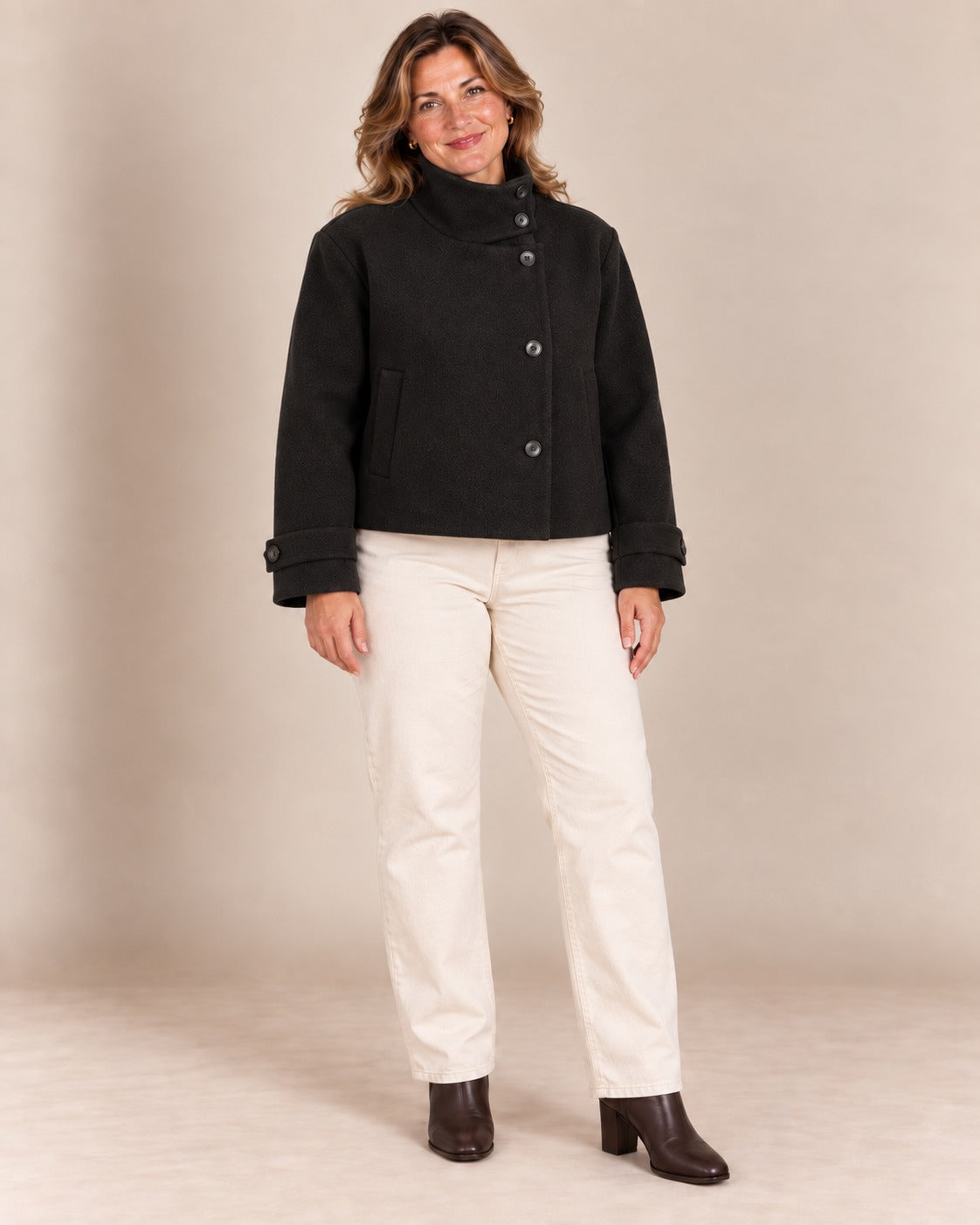 Veste courte à col montant — Noir